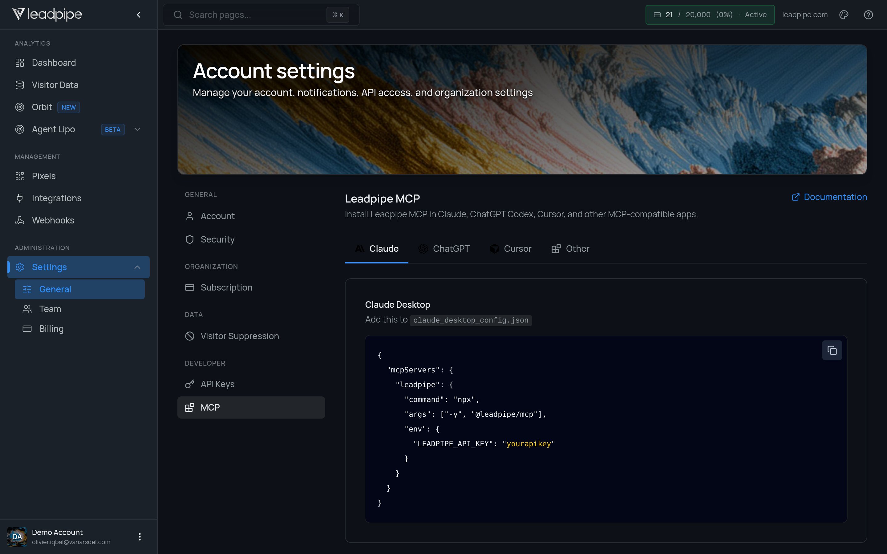 Leadpipe MCP settings