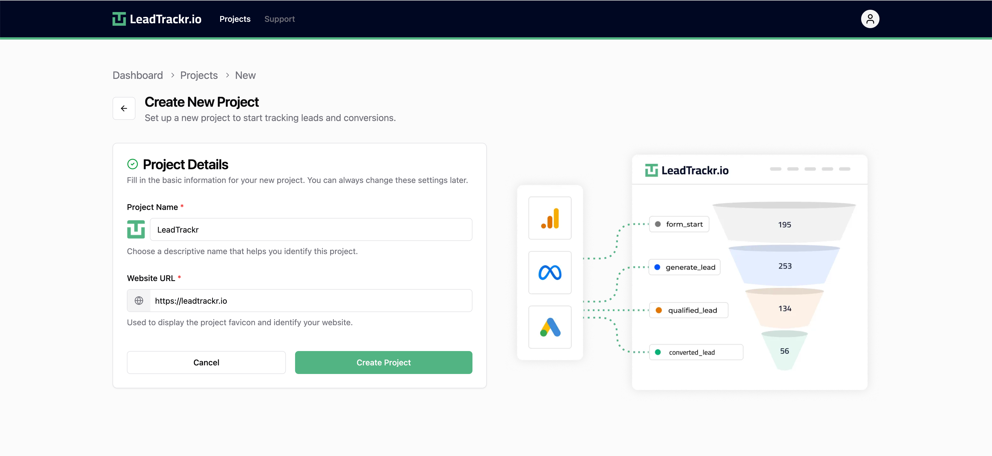 Fill in project details