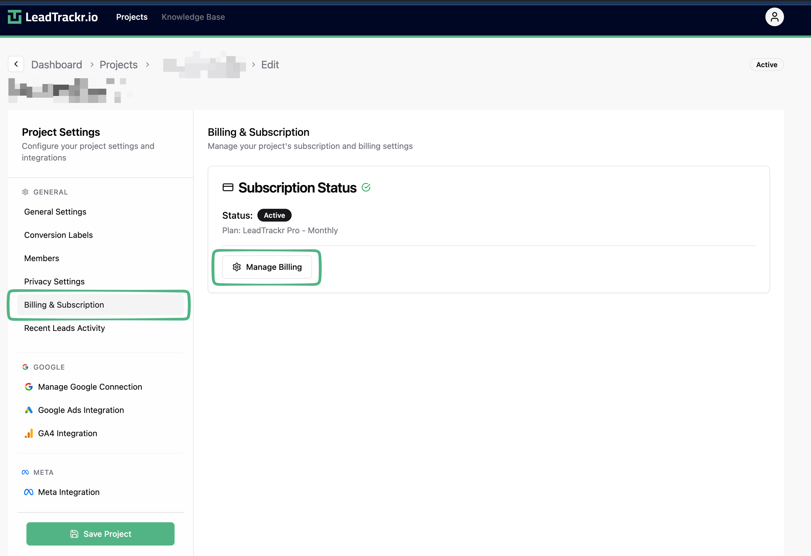 Subscription settings