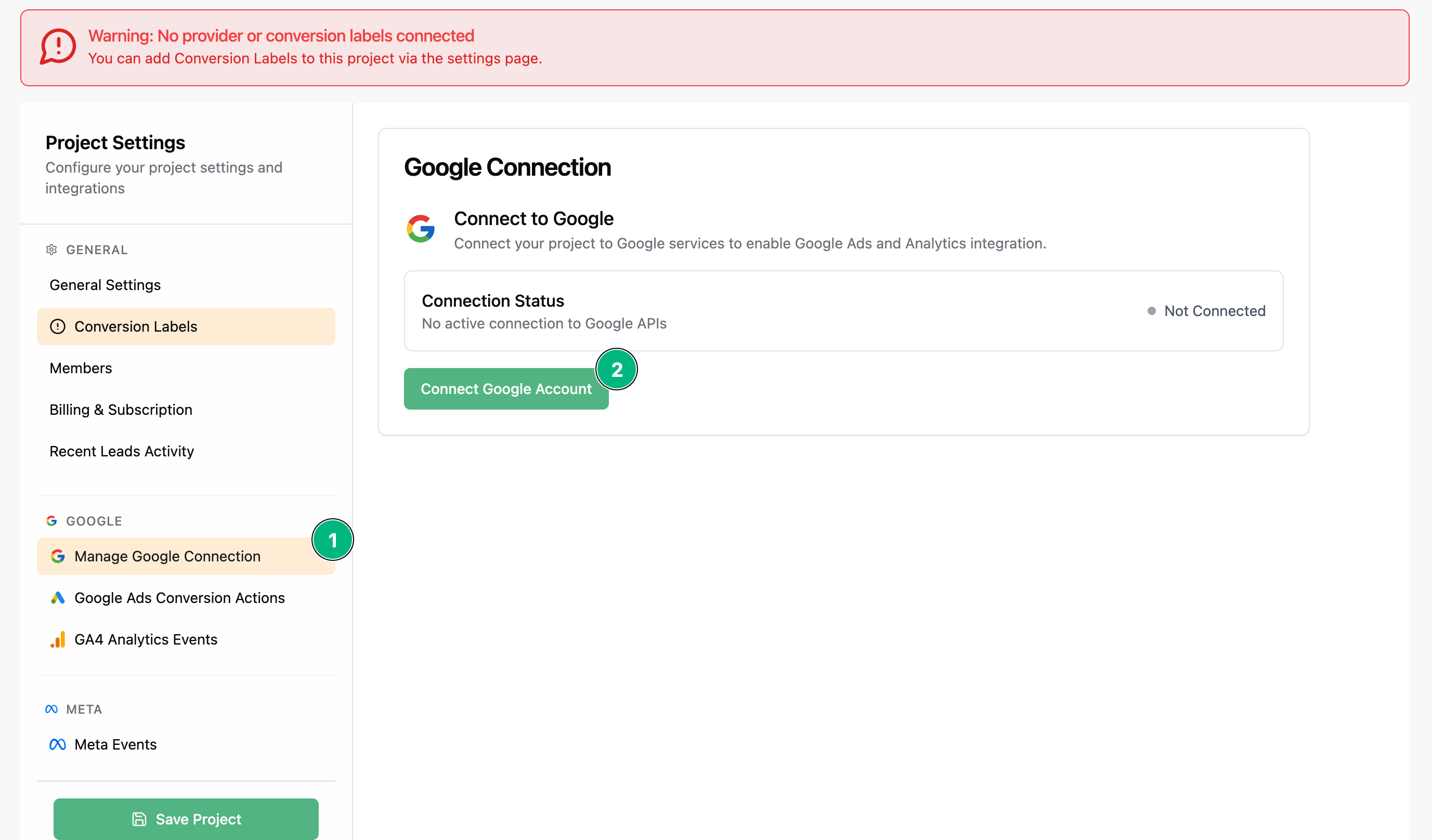 Connect Google account