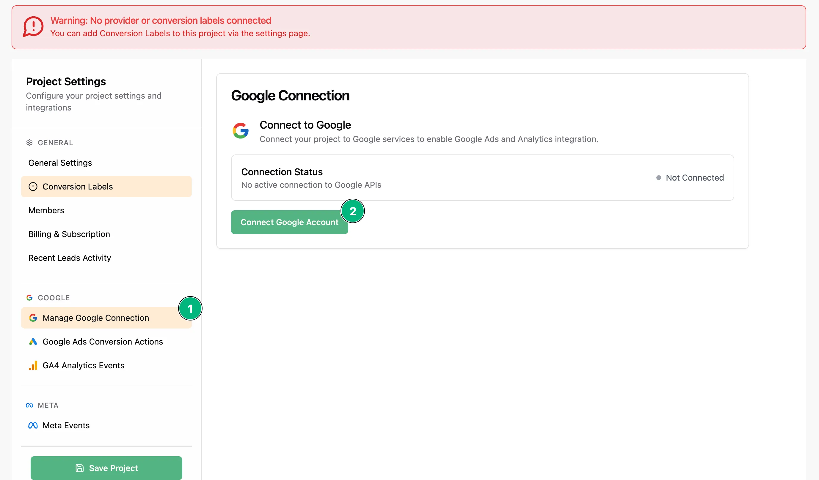 Connect Google account