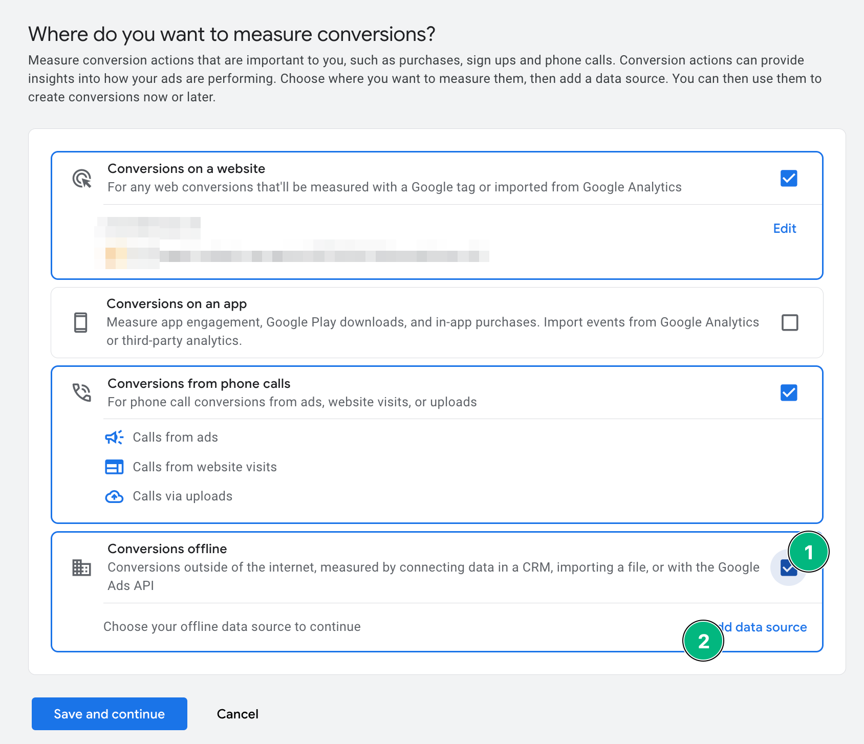 Select offline conversions