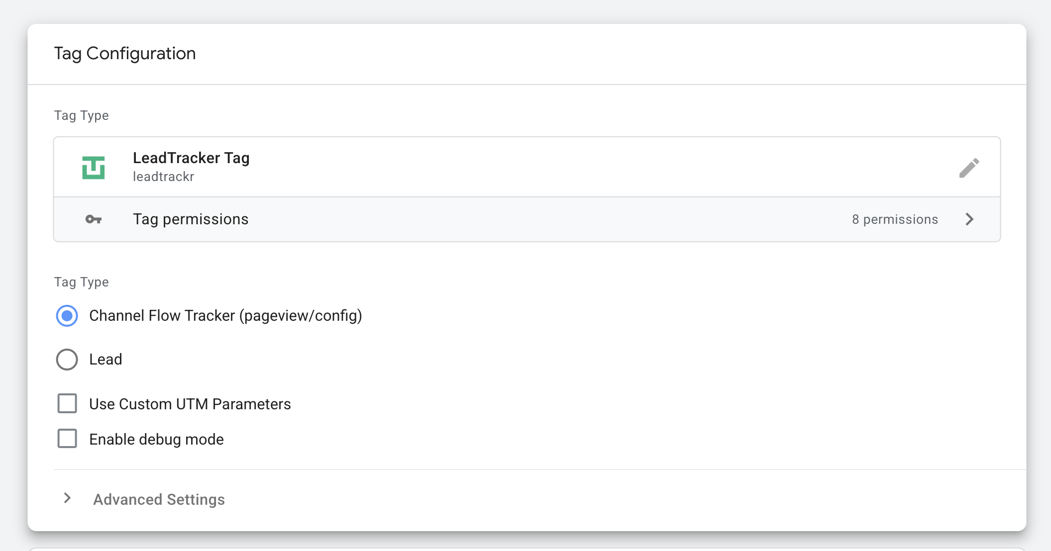 Channel Flow Tracker tag type