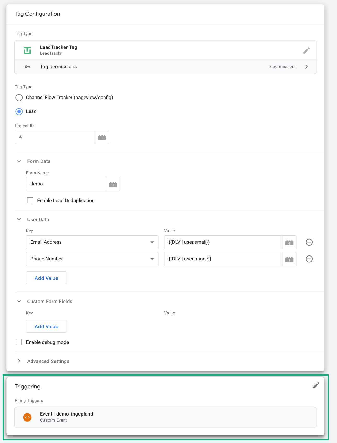 GTM trigger configuration