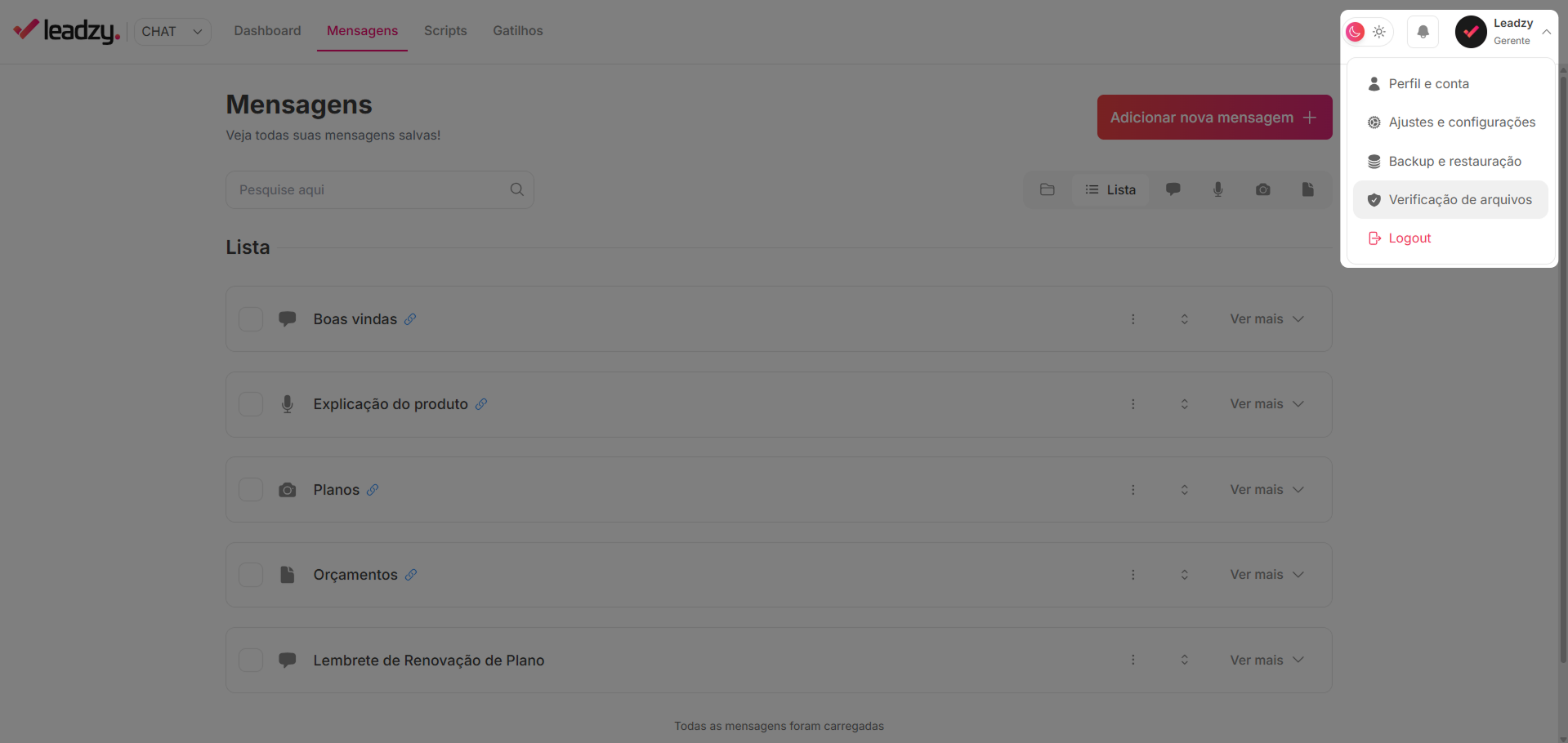 Verificação de perfil