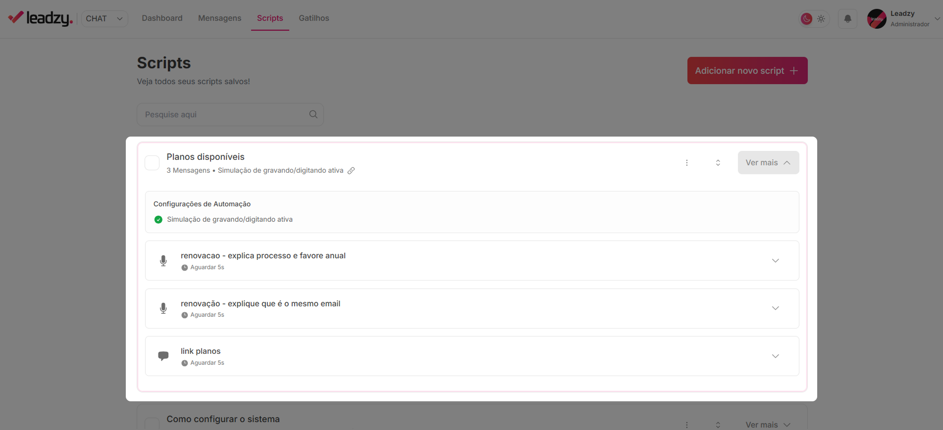 Ver detalhes do script