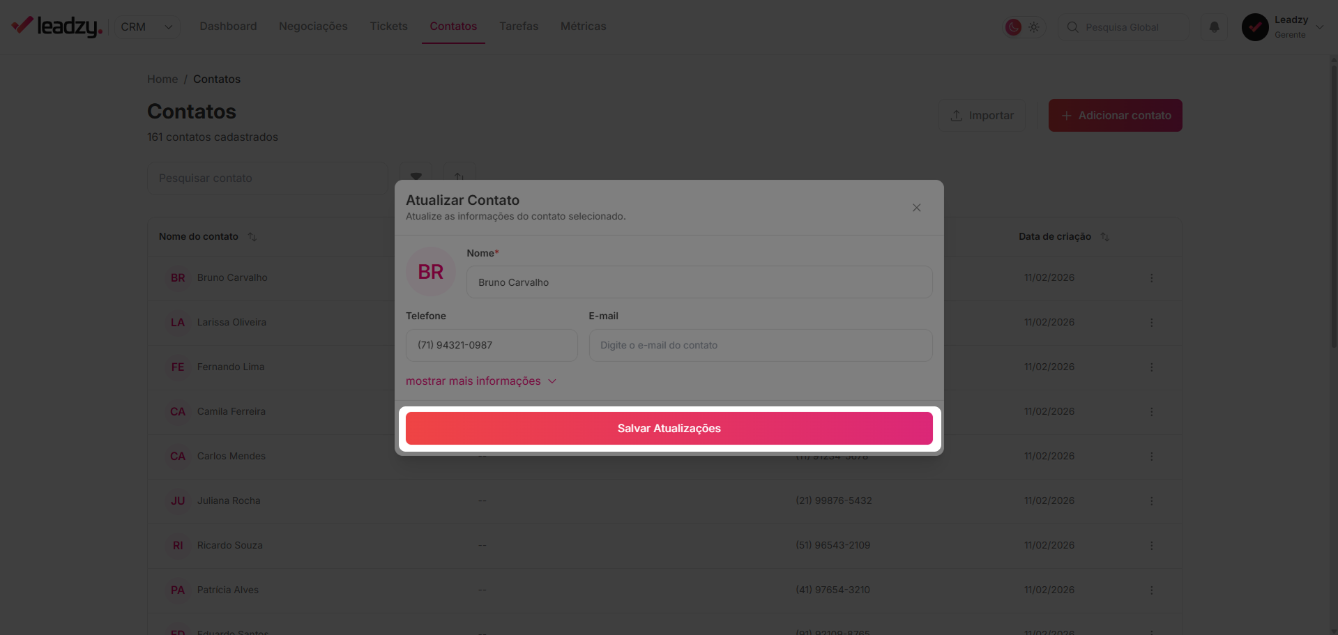 Salvar atualizações