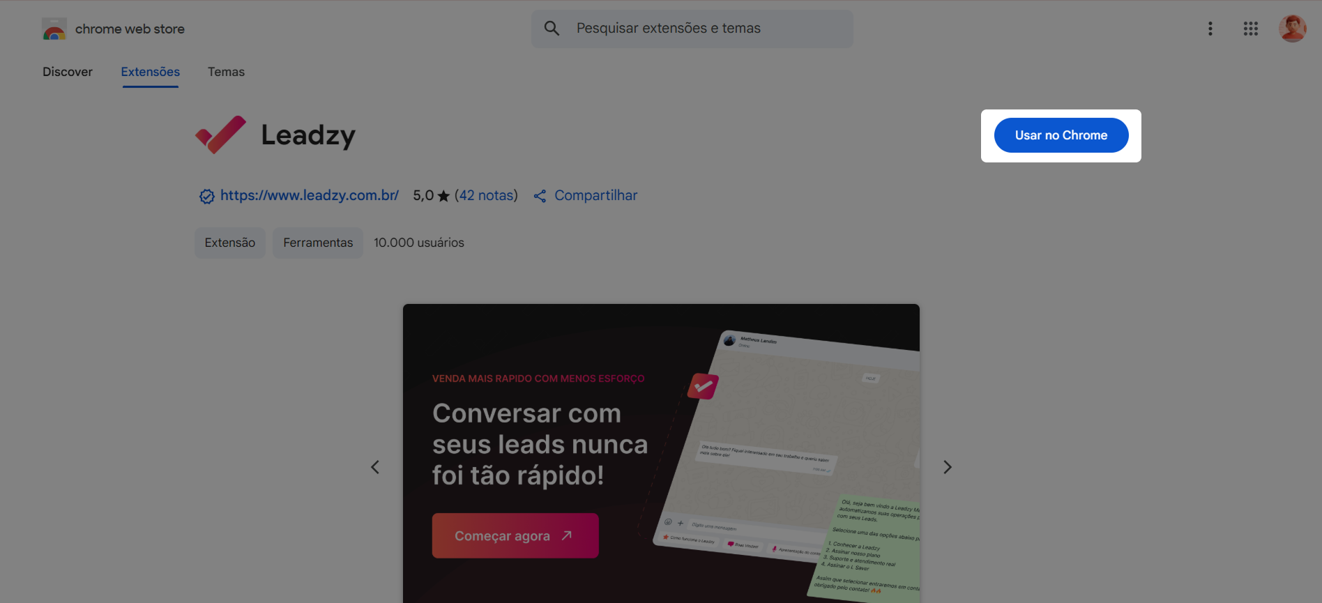 Instalar Extensão - Leadzy Docs