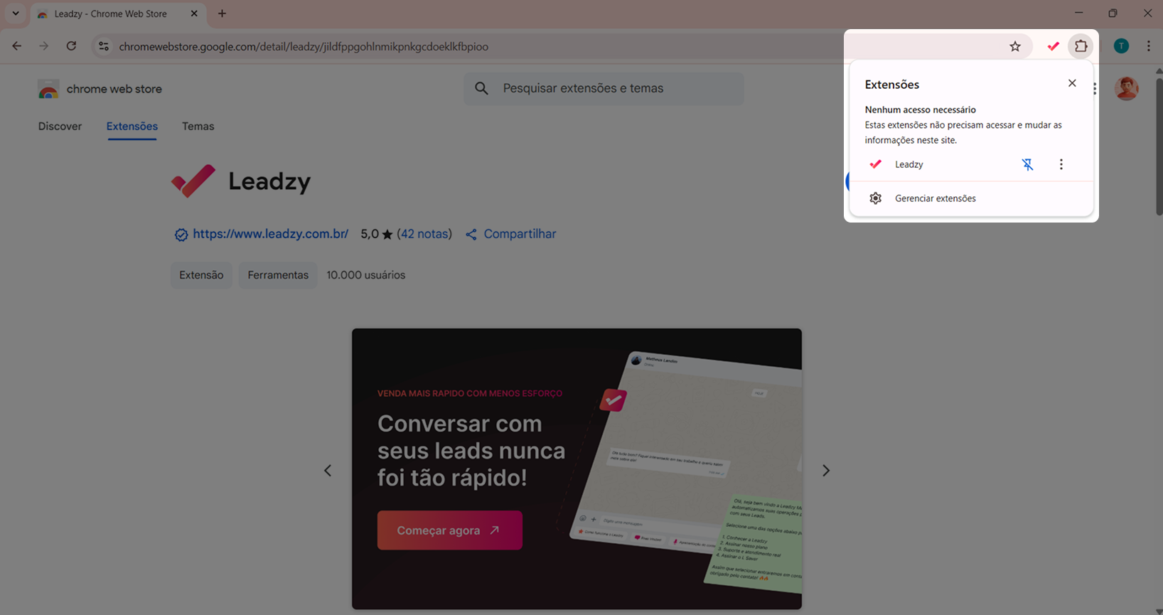 Instalar Extensão - Leadzy Docs