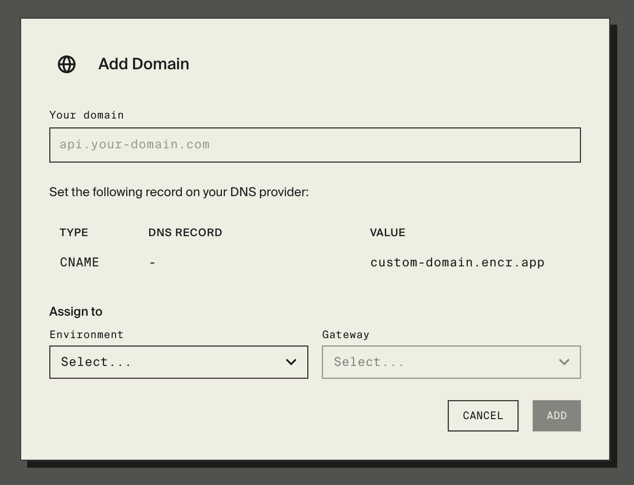 Add Domain Modal