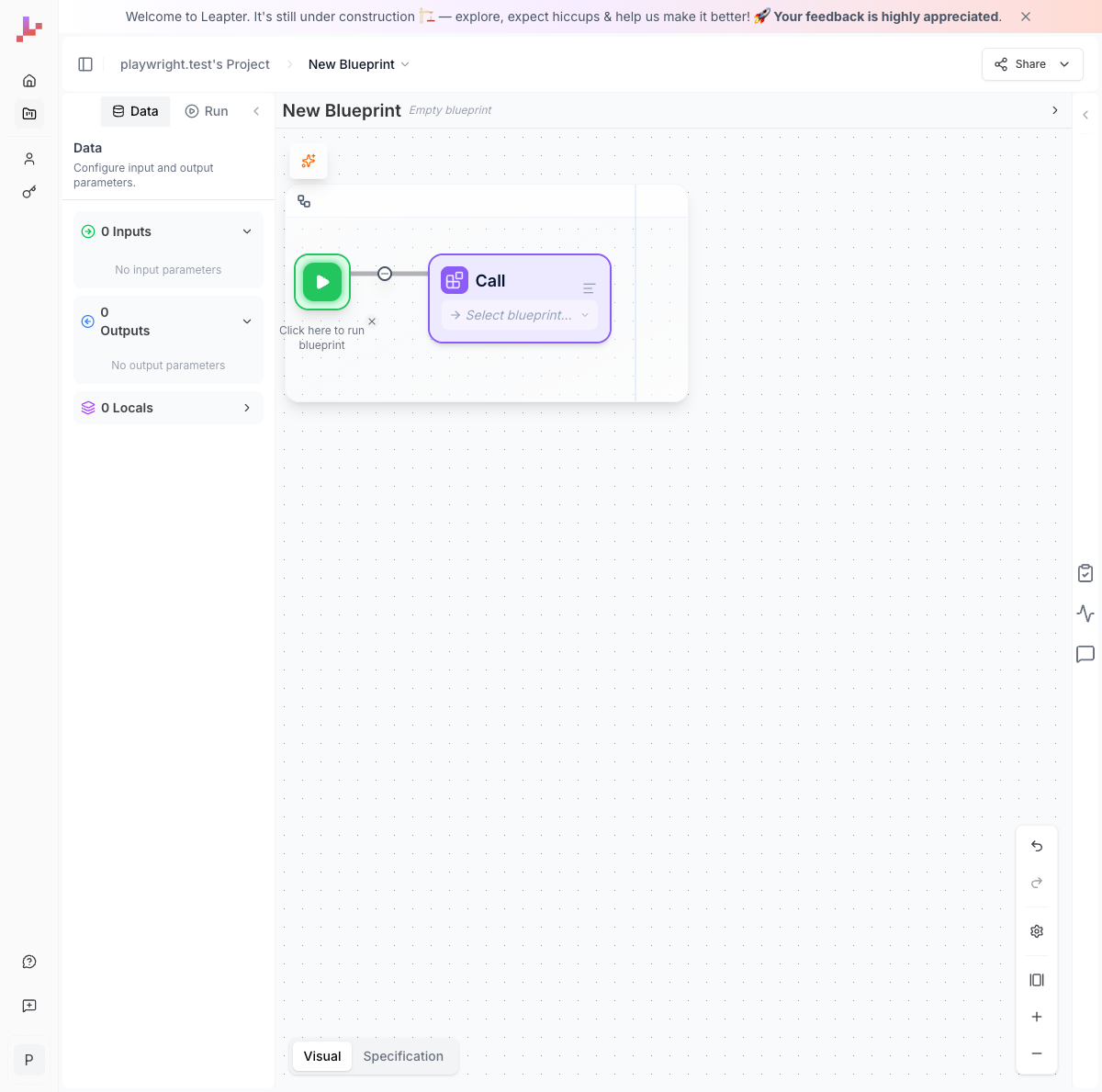A freshly added Call Node showing the Select blueprint dropdown before configuration