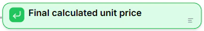 A Return element labeled "Final calculated unit price"