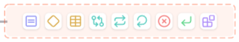 The element palette at a connection point, with one icon per element type