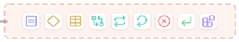 The element palette at a connection point, with one icon per element type