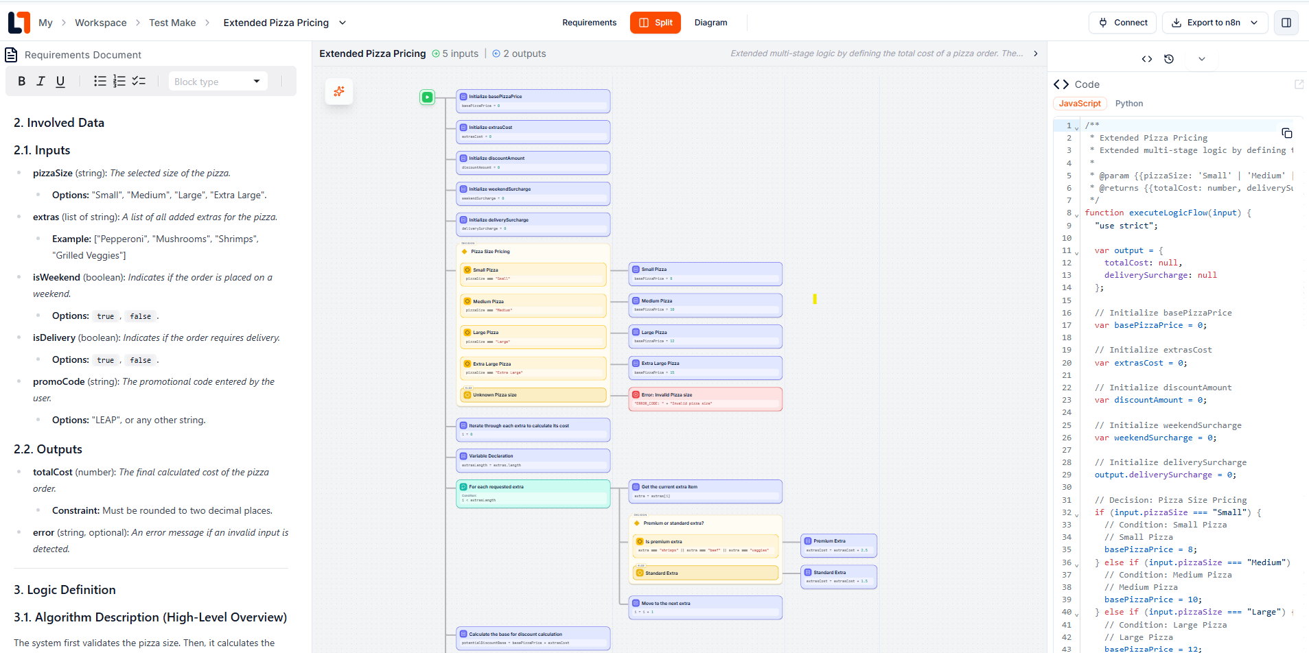 Main dashboard interface