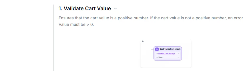 Section 1 expanded showing the description, Run/Clear buttons, and mini-diagram