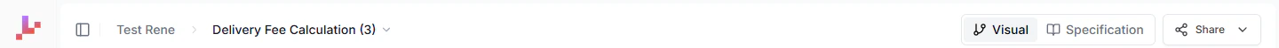 The top bar showing the breadcrumb, Visual/Specification toggle, and Share button
