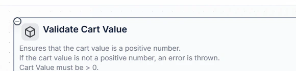 A section header showing the title "Validate Cart Value" and its description