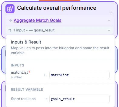 Input mapping and result variable configuration