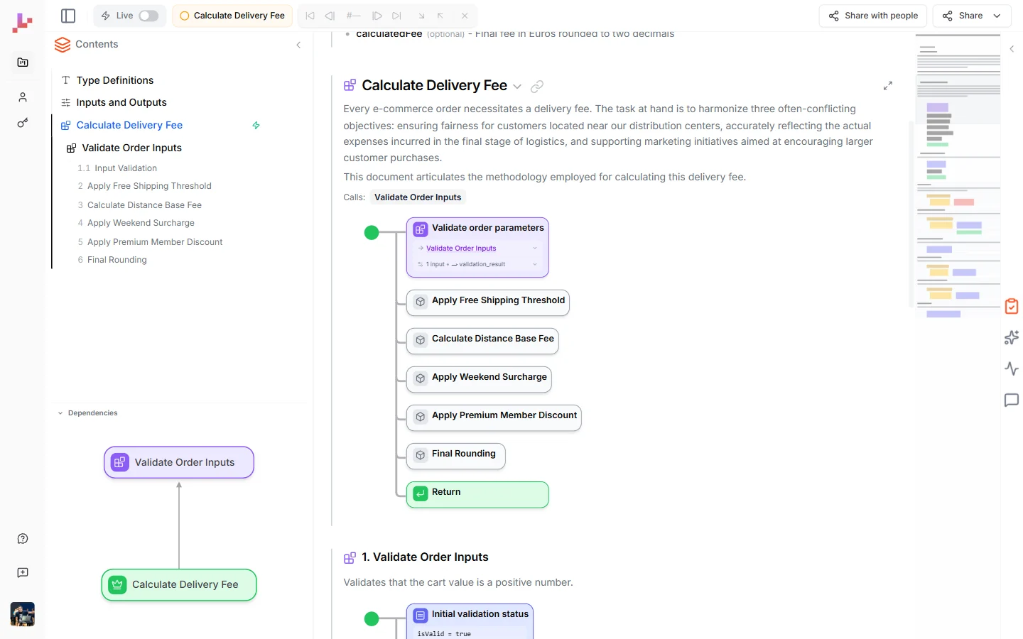 Generated Delivery Fee Calculation blueprint in the editor