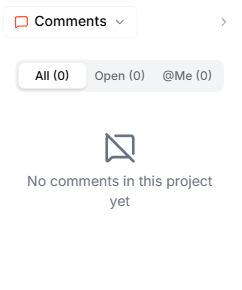 The Comments panel showing tabs for All, Open, and @Me