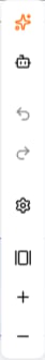Vertical canvas toolbar — sparkles for AI editing, a bot icon for the Lab Agent, undo, redo, settings, fit-to-view, plus, and minus