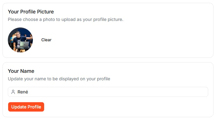 The account settings with your profile picture and your name