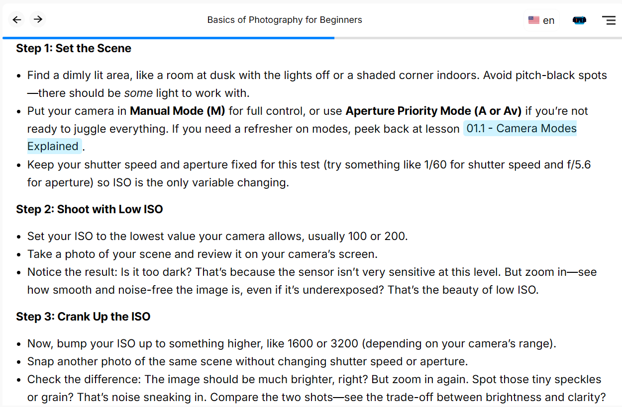 Lesson steps screenshot