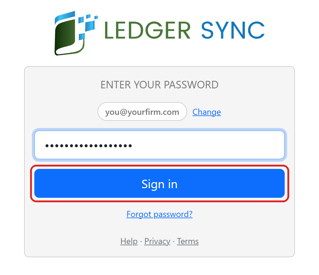The Enter your password page with the Sign in button marked