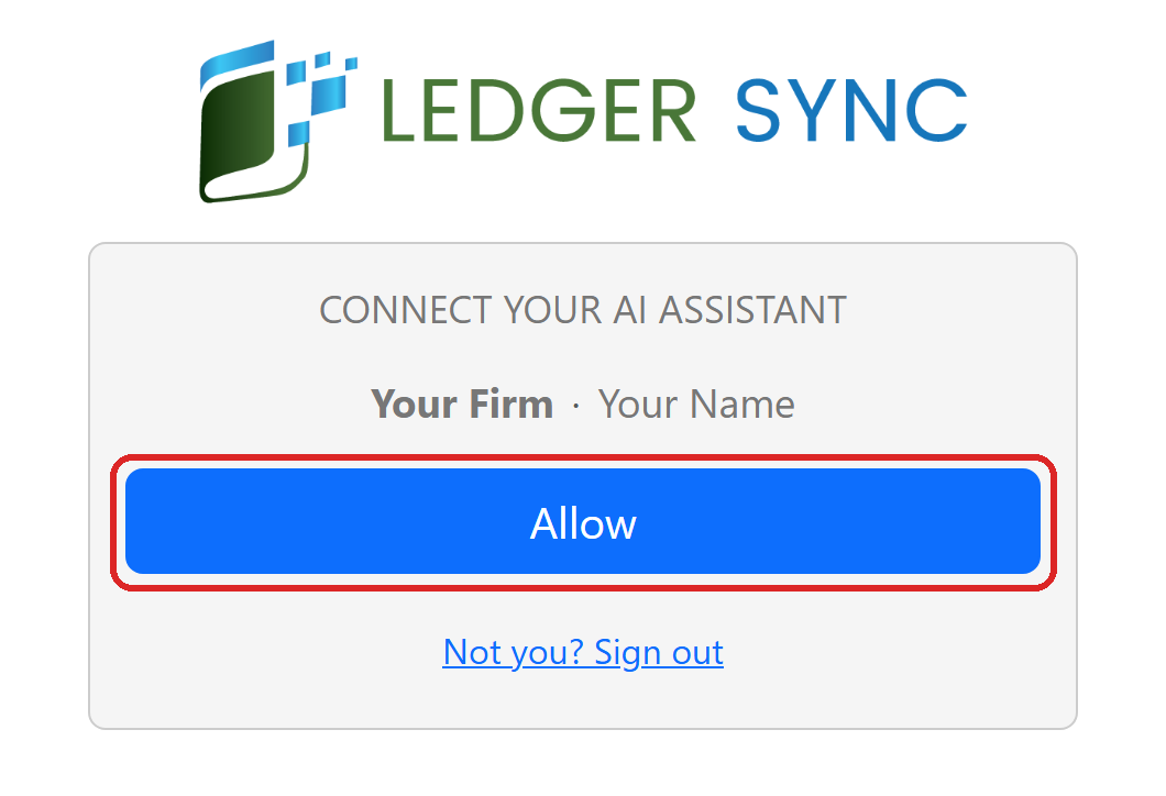 The Connect your AI assistant page with the Allow button marked