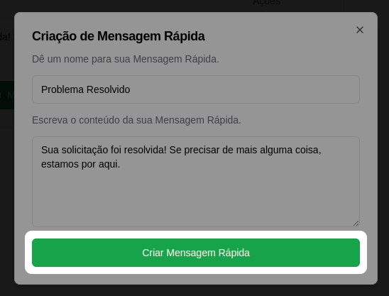 imagem do botão de criar mensagem rápida