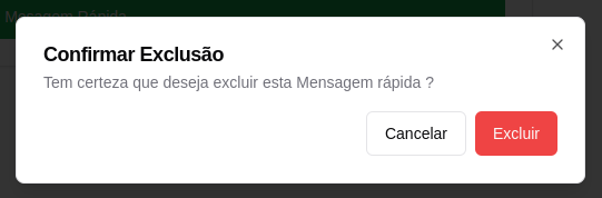 imagem da janela de exclusão da mensagem rápida