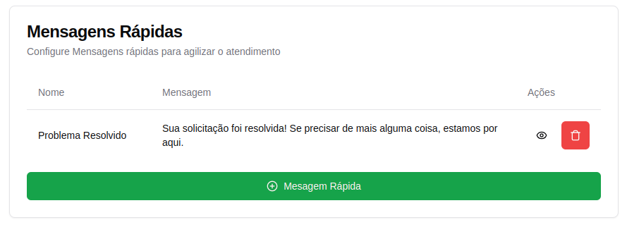 imagem da mensagem rápida criada