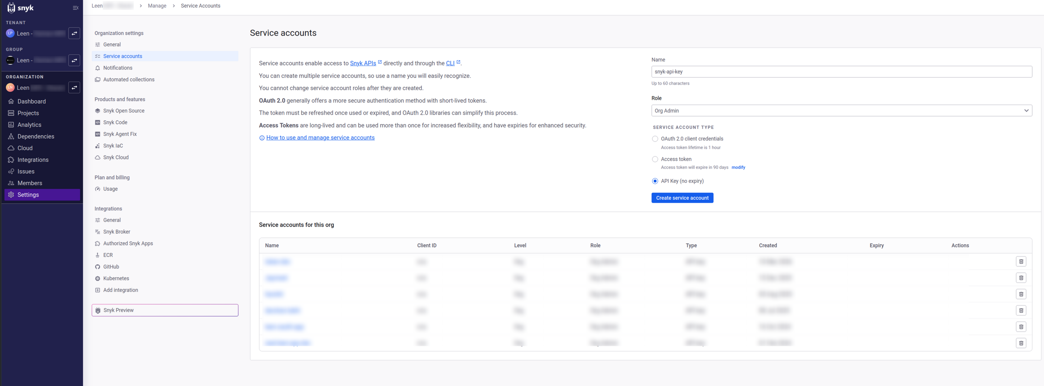 snyk-manage-svc-account