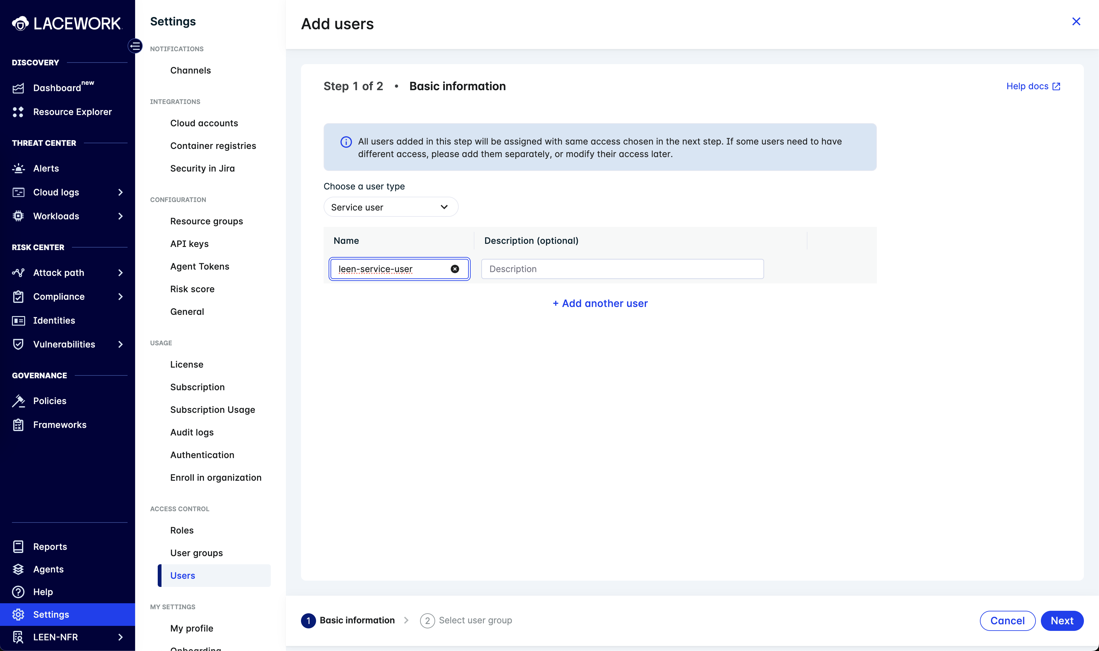 Add User Step 1