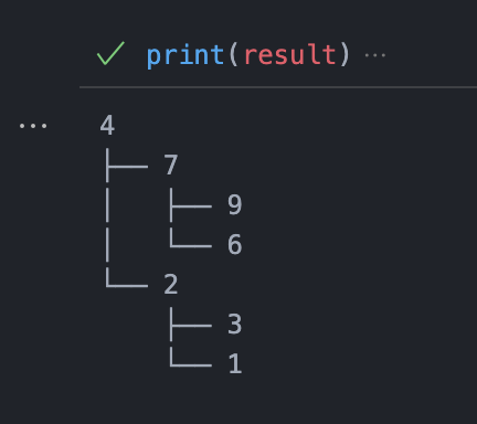 TreeNode printed as an ASCII tree in the terminal
