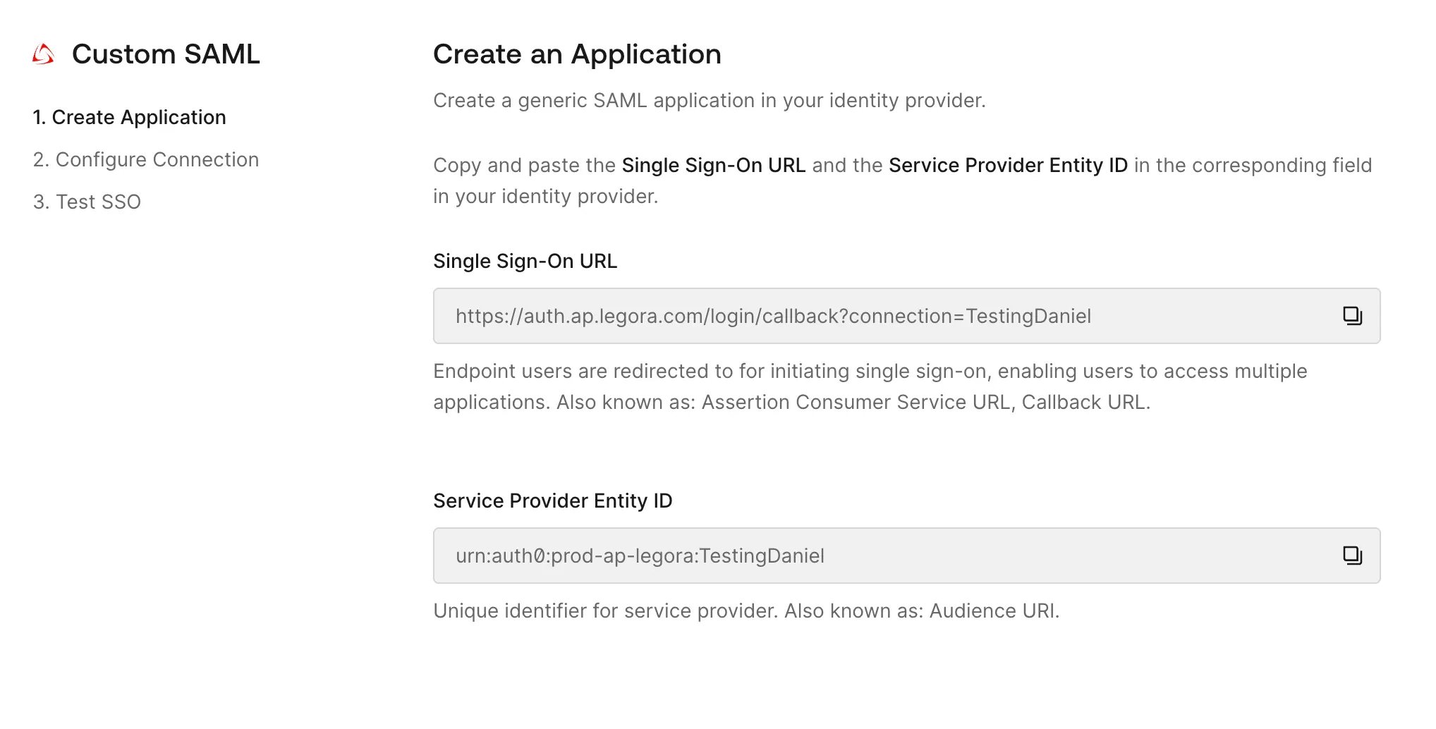 Screenshot 2 zum Leitfaden zur SAML-SSO-Integration