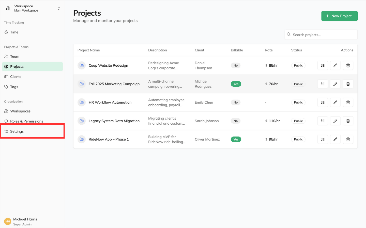 Generate API Key in Timetracker