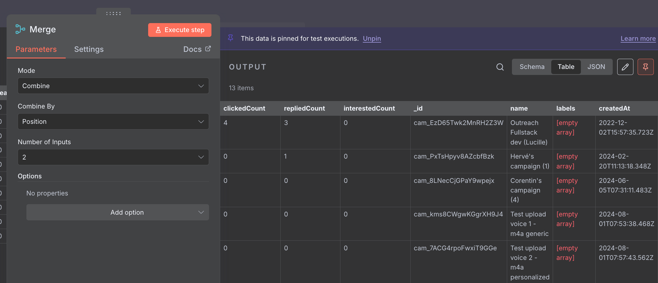 merged stats output
