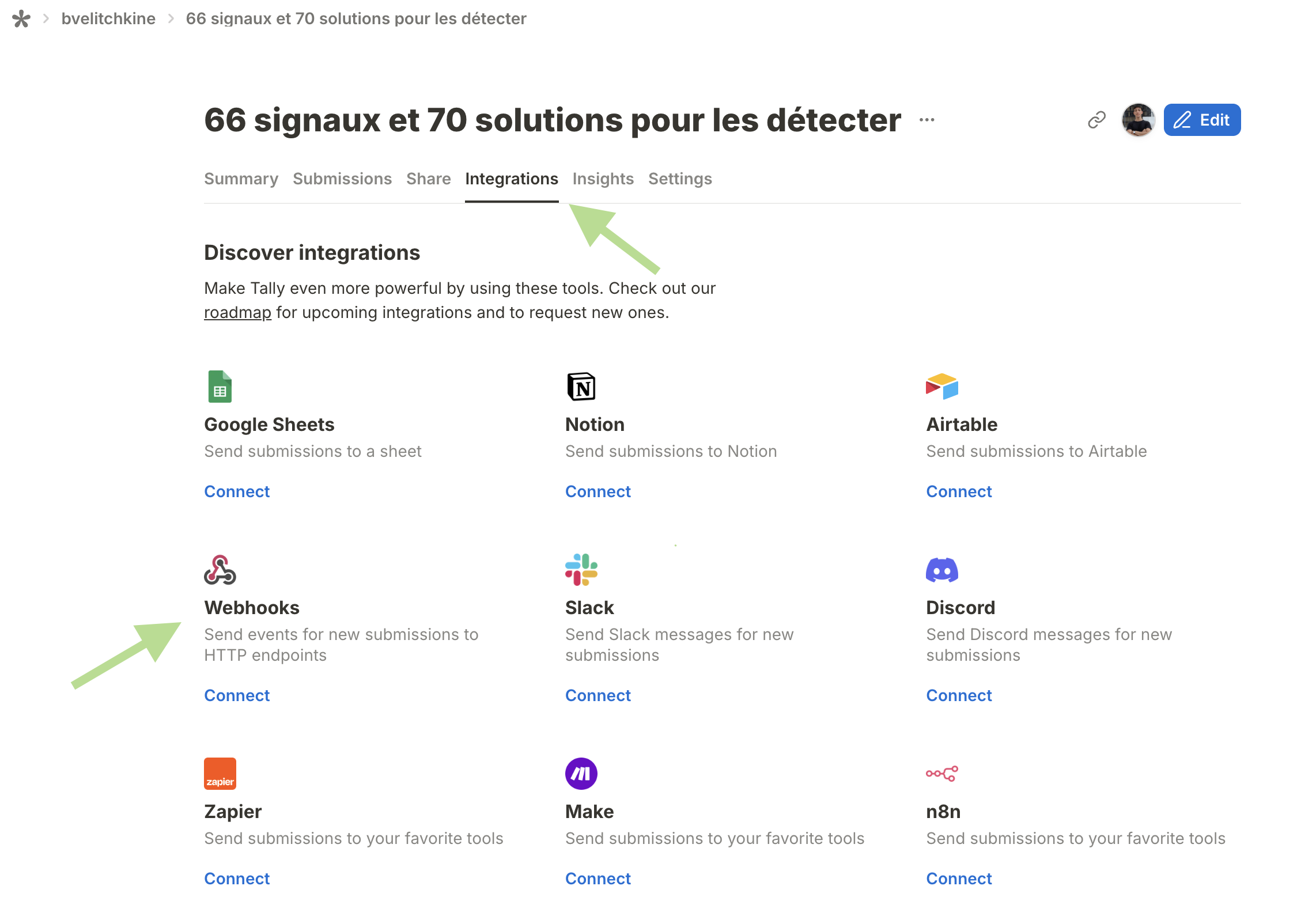 available integrations in Tally