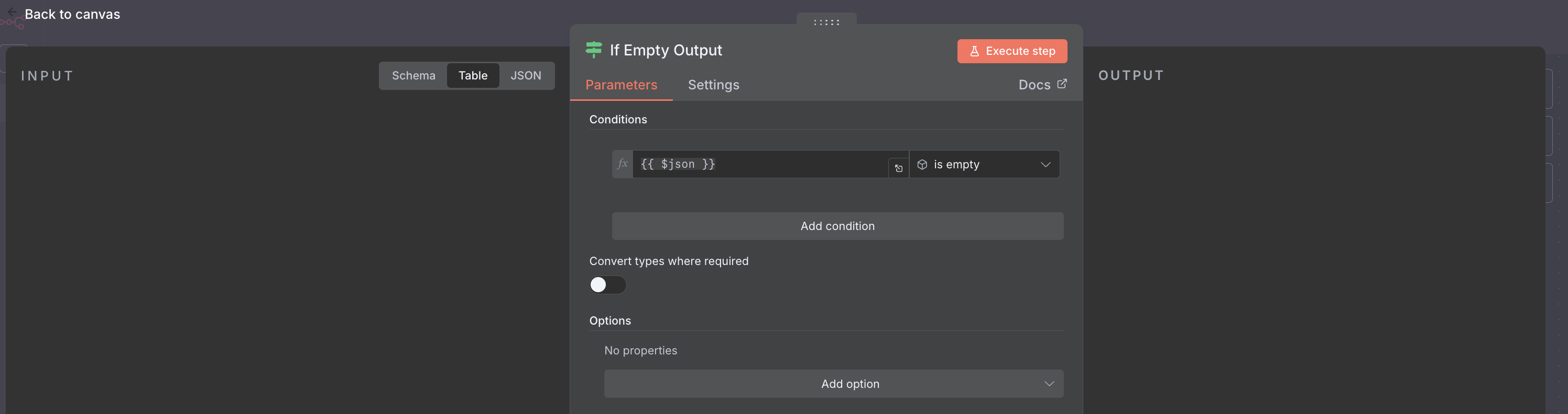 if empty output configuration