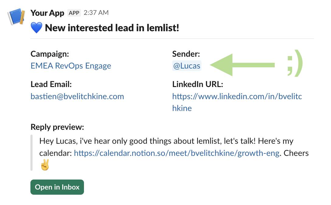 Slack notification with user tag
