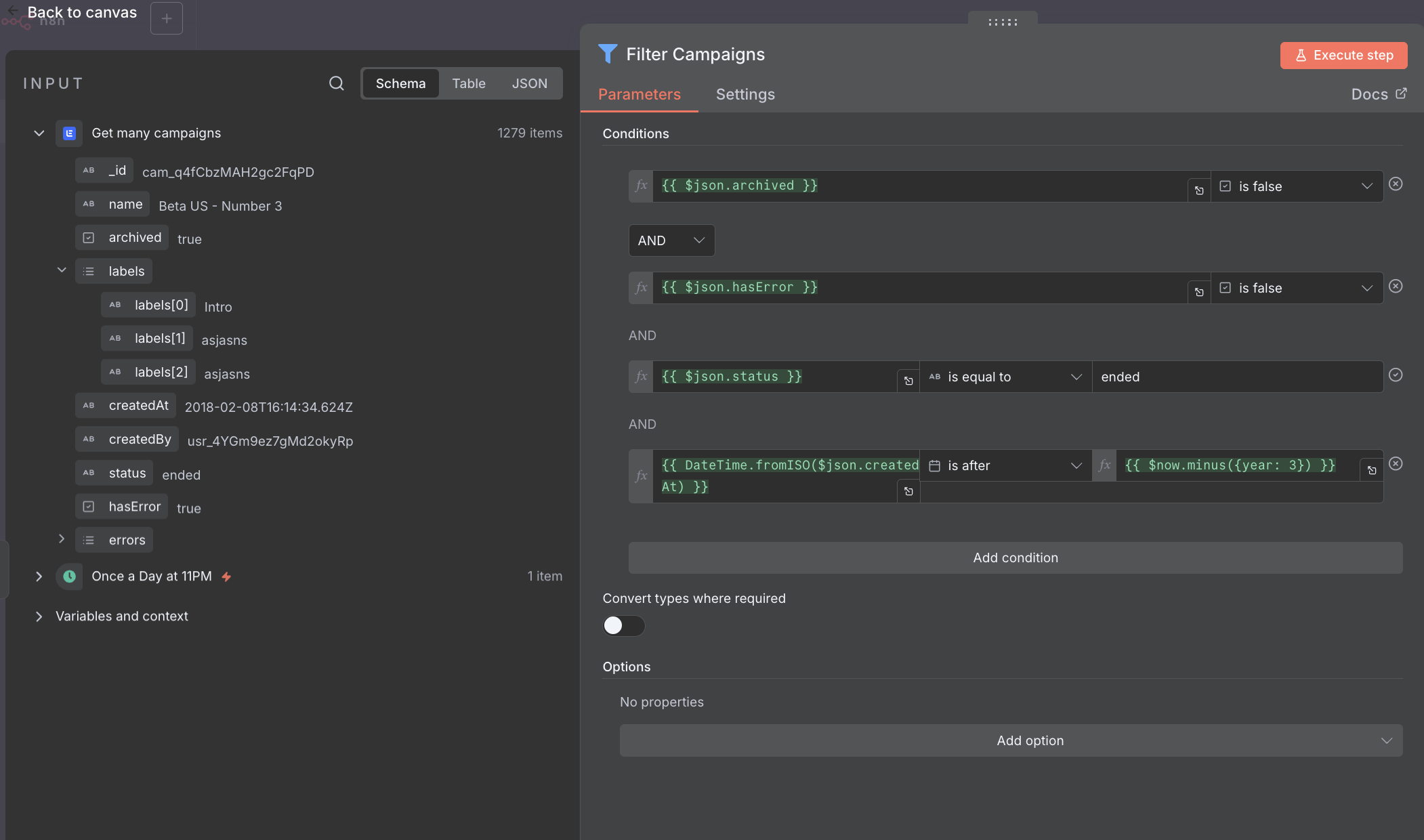 filter node configuration