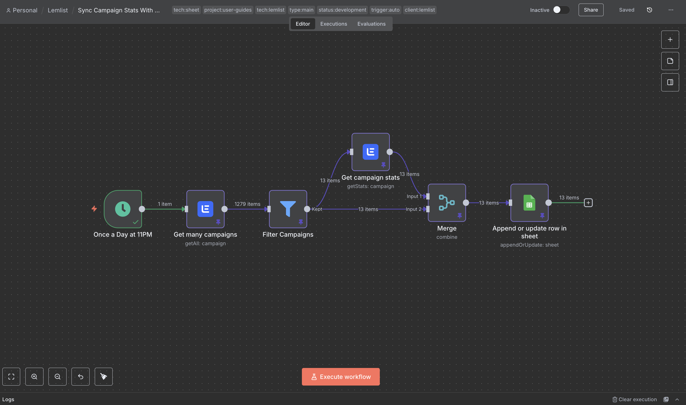 final Google Sheet with campaign stats