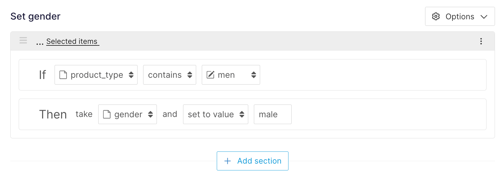 Règle Set to value