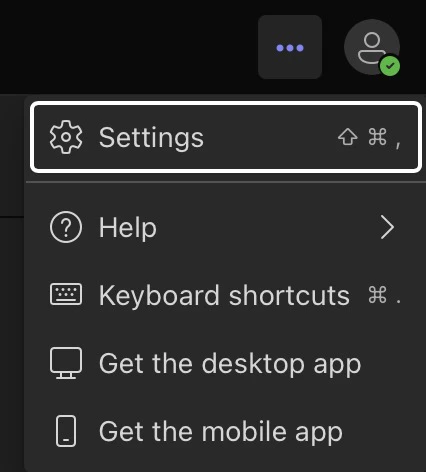 Teams Settings 3 Dots