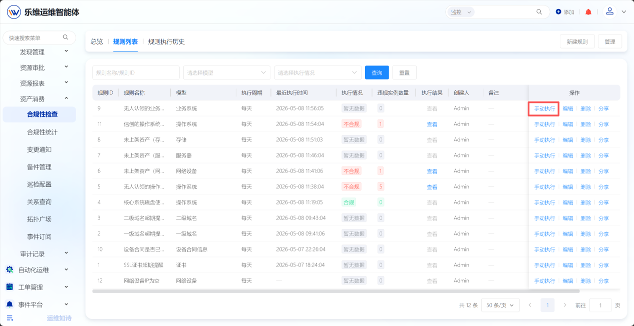 合规性检查 操作截图 2