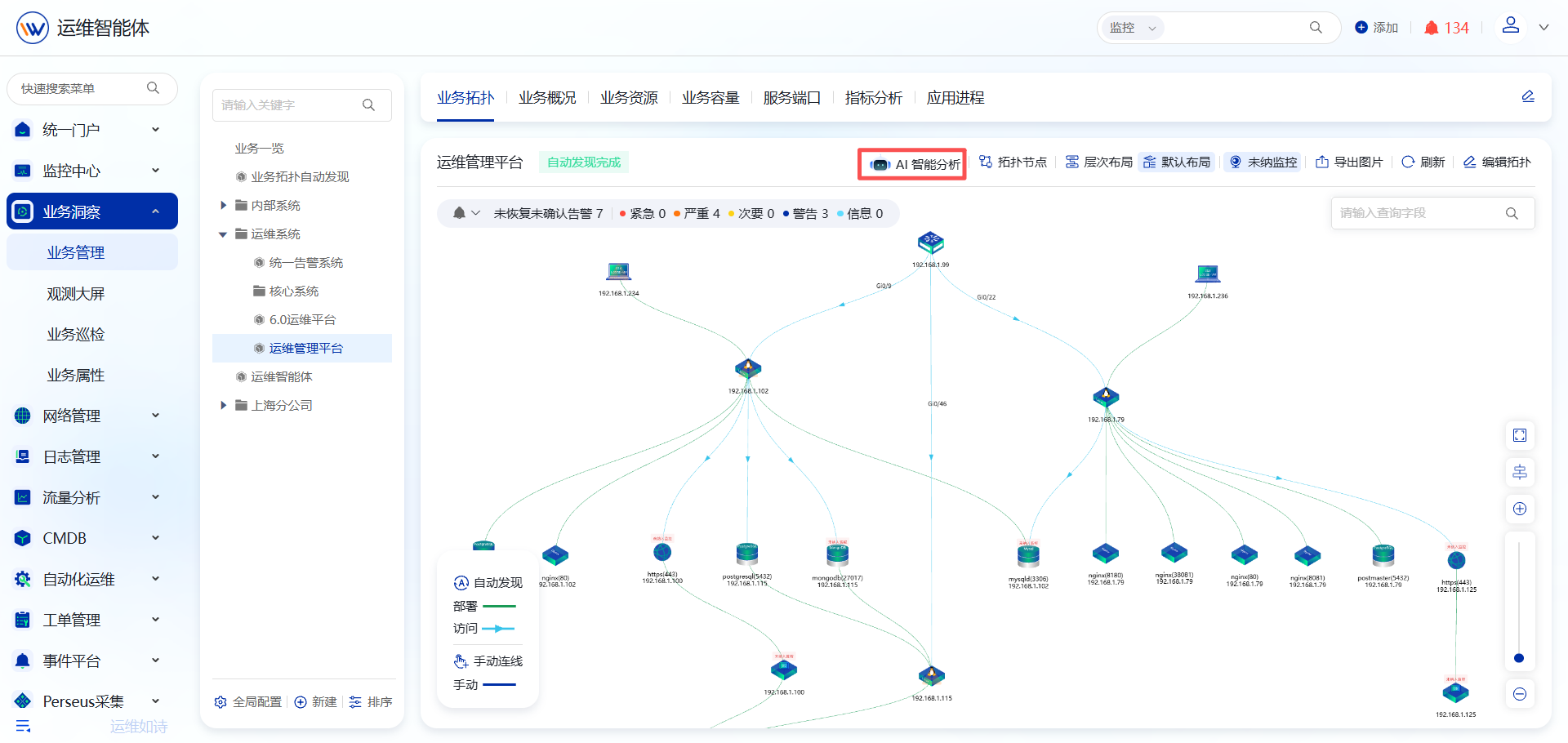业务拓扑分析 操作截图 2