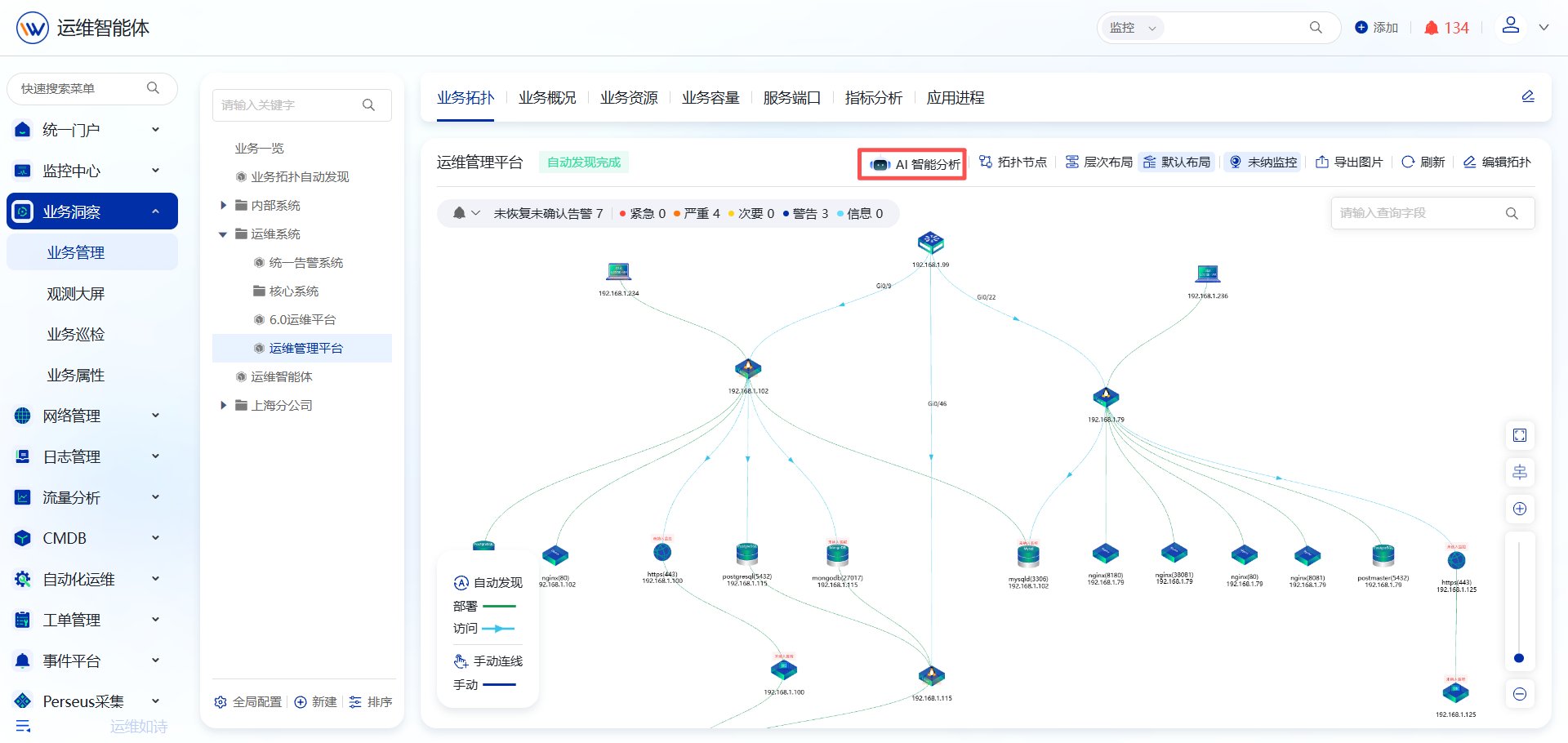 业务拓扑分析 操作截图 2