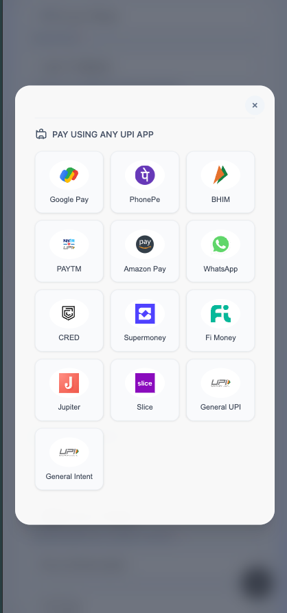 UPI App Selection UI